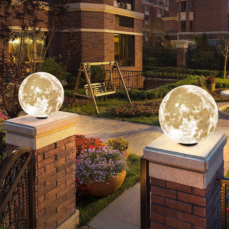 Elif Moon Solar Pier-Mount Outdoor Lamps