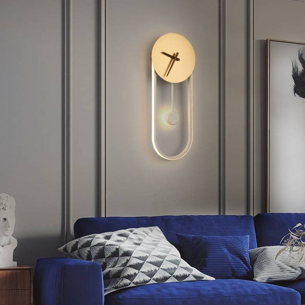 Nielsen Nordic Clock Wall Lamp, Gold/Black 