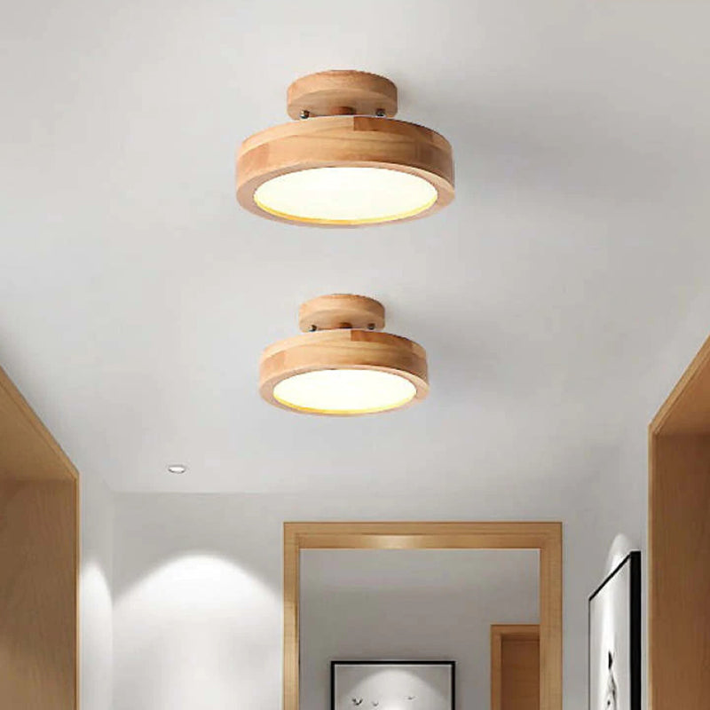 Quinn Rund LED-Loftslampe, Moderne, Træ/Akryl