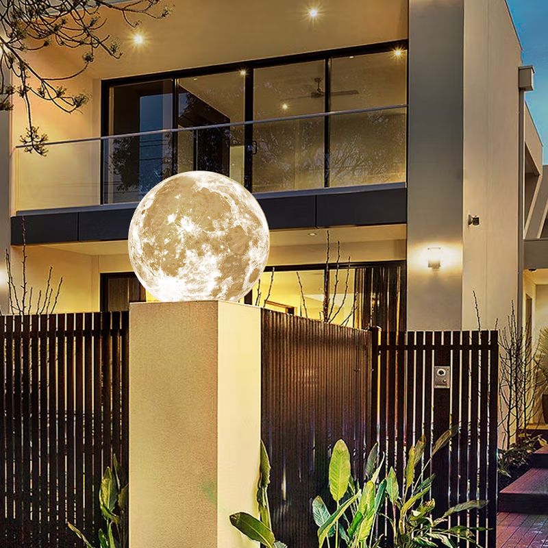 Elif Moon Solar Pier-Mount Outdoor Lamps