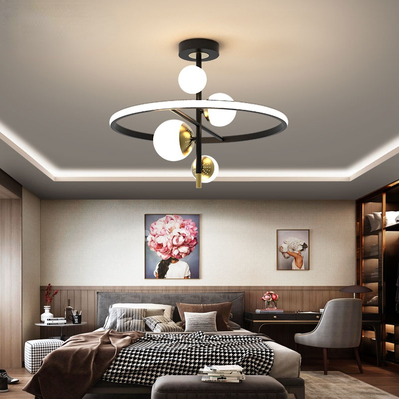 Valentina Semi-Ceiling Lamp, Gold &amp; Black, 2 Styles 