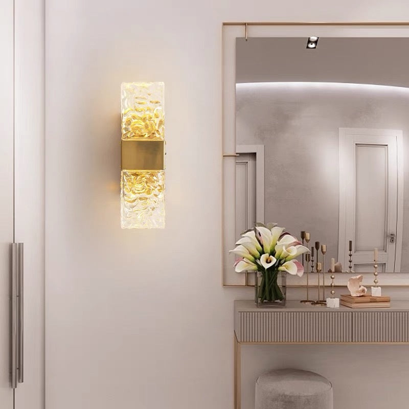 Water Grain Glass Luxury Light Decorative Wall Lamp Bedroom 