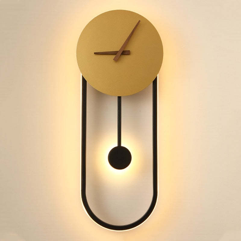 Nielsen Nordic Clock Wall Lamp, Gold/Black 