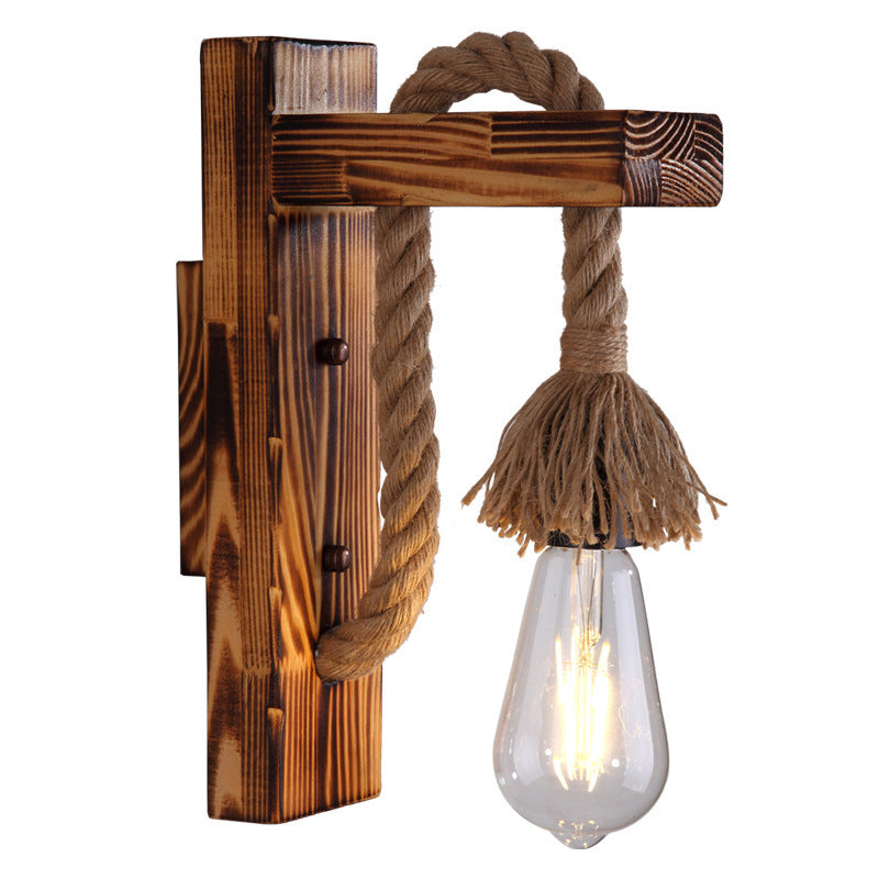 Retro Solid Wood Wall Lamps Indoors for Hallway &amp; Living Room 