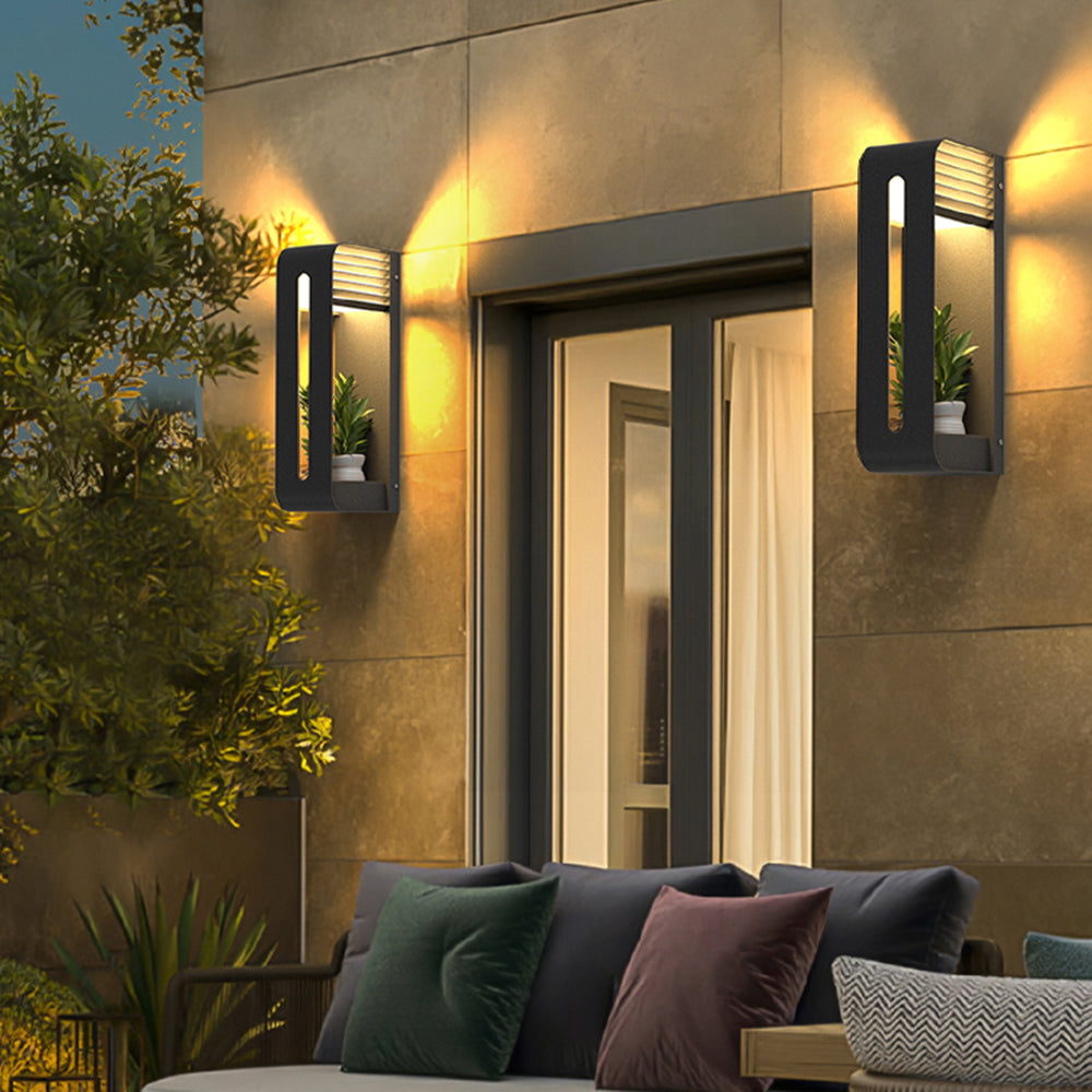 Orr Outdoor Wall Lamp with Solar and Plant Pot Holder 