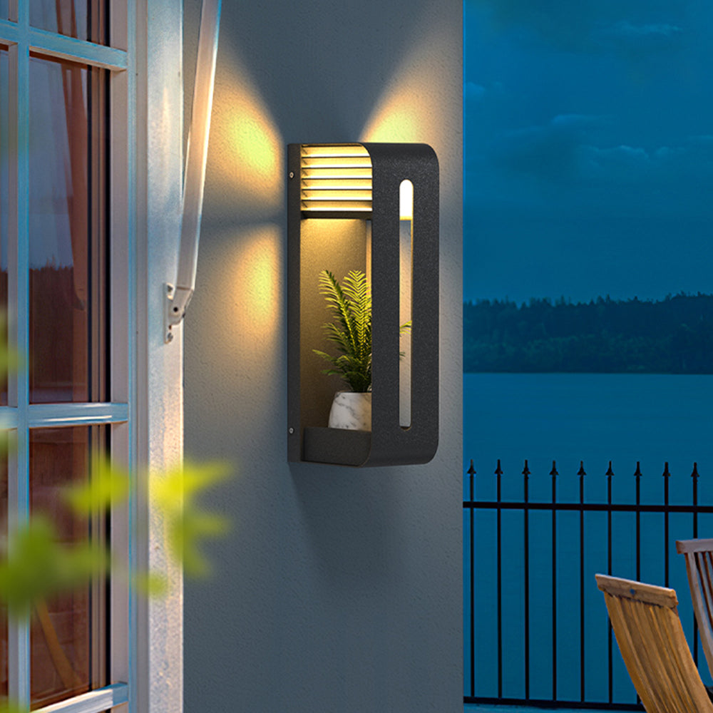 Orr Outdoor Wall Lamp with Solar and Plant Pot Holder 