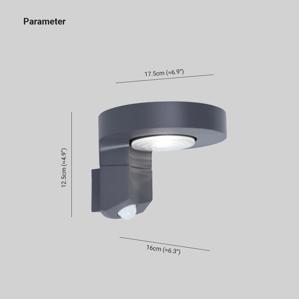 Orr Sort Rund Sensor Solar Udendørs Væglampe, L 13CM