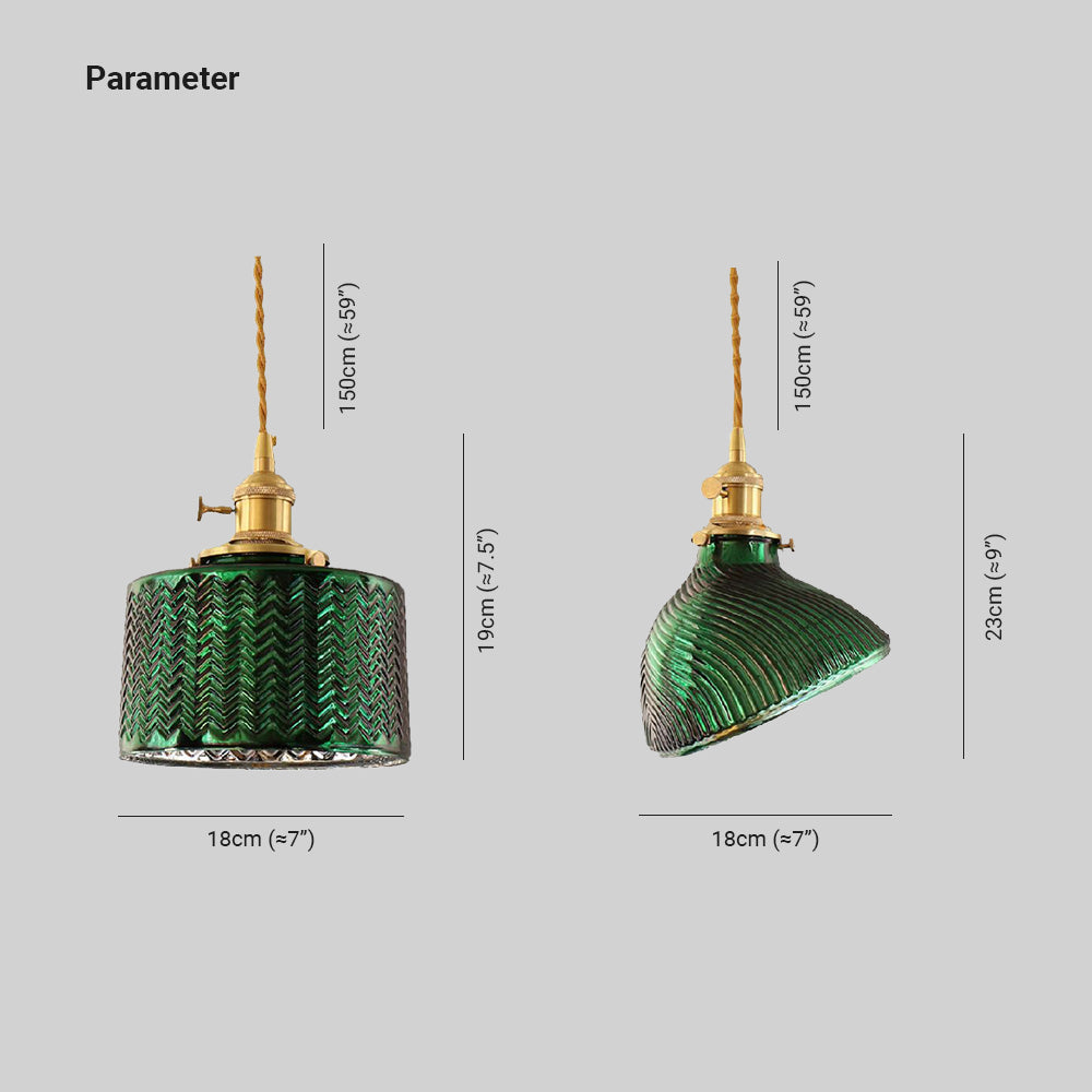 Hailie Green Pendant Lamp, 2 Styles, L 19/23CM 