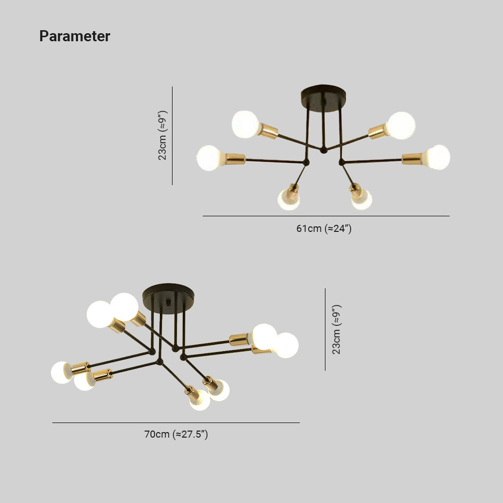 Valentina Semi-Ceiling Lamp, 6/8 Heads, 4 Colours