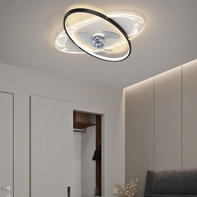 Edge Double-ring Ceiling Fan with Light, 2 Colour, DIA 55CM