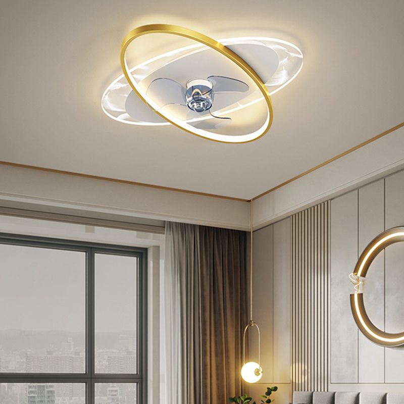 Edge Double-ring Ceiling Fan with Light, 2 Colour, DIA 55CM 