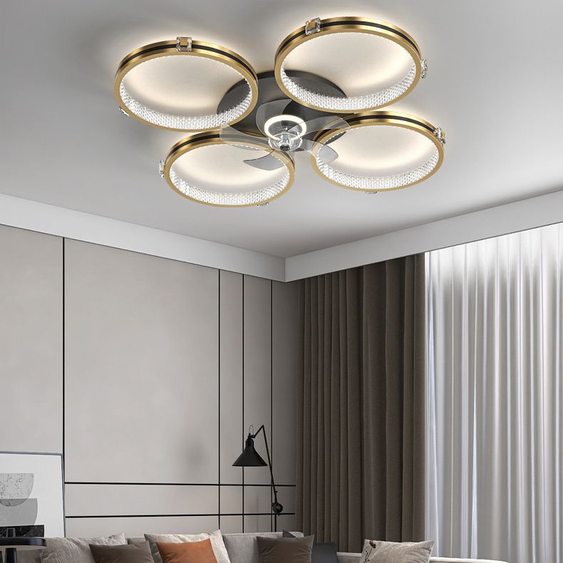 Kirsten 4-Rings 5-Blade Ceiling Fan with Light, L 79CM/103CM