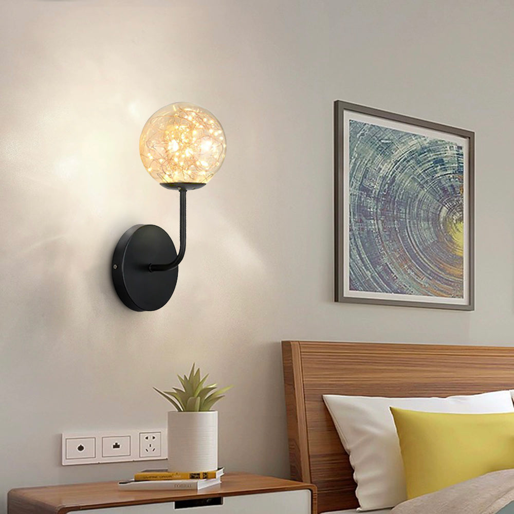 Valentina Wall Lamp Starry Globe Art Deco, Black/Gold, Bedroom