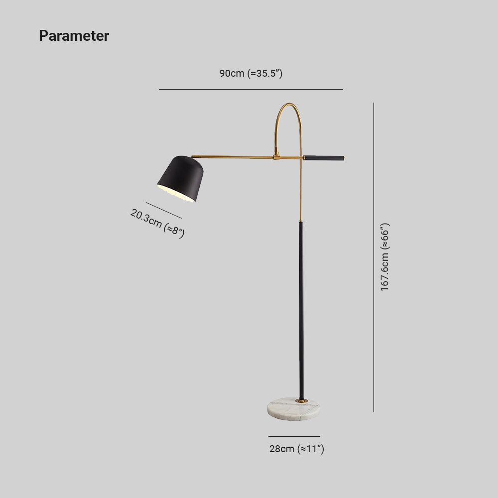 Salgado Moderne Arc Bowl Metal Gulvlampe, Sort/Hvid