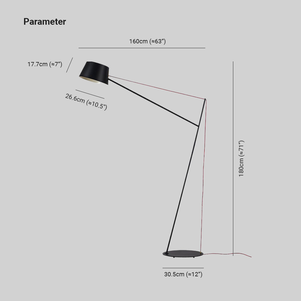 Salgado Moderne Arc Lineær Metal Gulvlampe, Sort