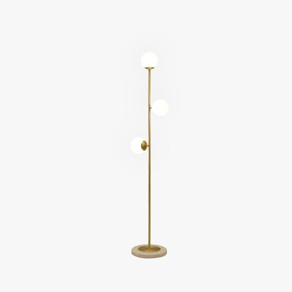 Valentina Modern Kloden Brass/Glass Floor Lamp, 3 Heads 