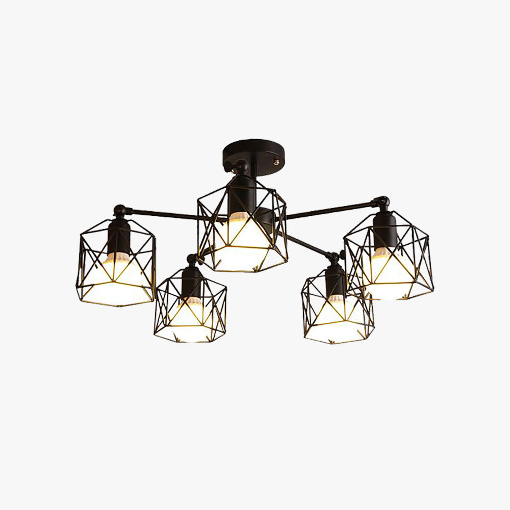 Herbert Sort Semi-Loftlampe, 3/5 Hoveder