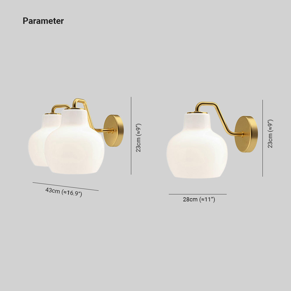 Lily Kuppelform Spejllampe til Badeværelse, 1/2 Hoveder, L 28/43CM