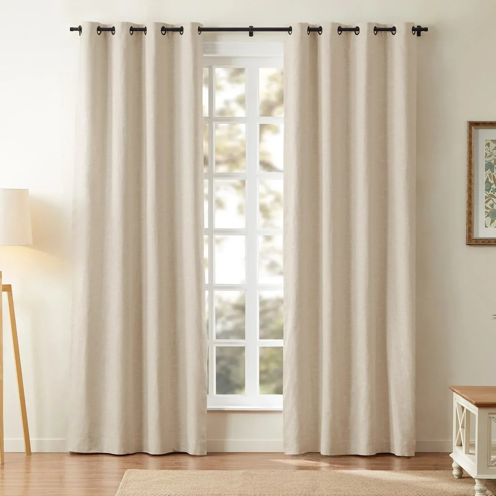 Aira Luxury Linen Cotton Eyelet Curtain, Blackout, Bedroom Eyelet 