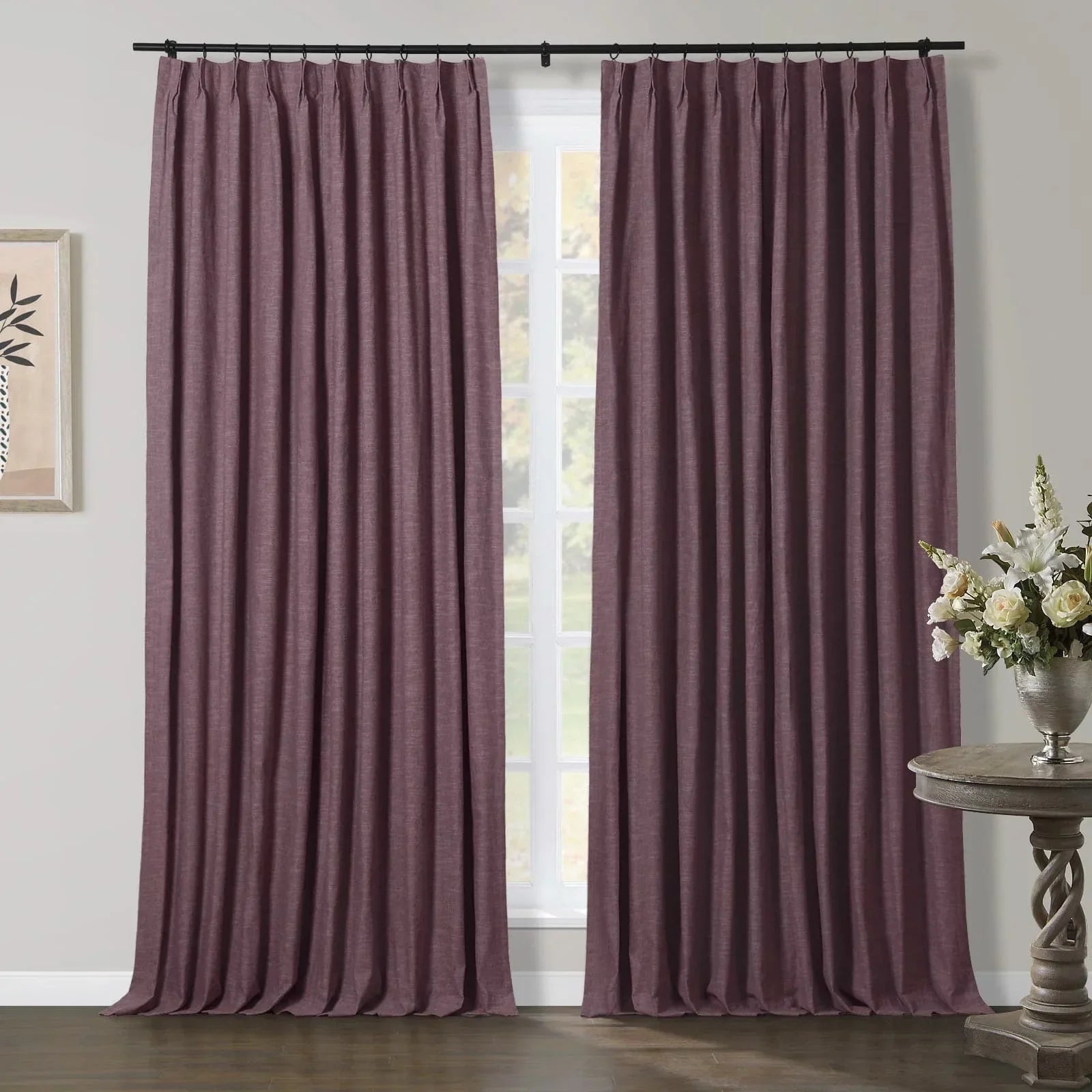 Aira Luxury Linen Cotton Curtain with pleats, Living Room/Bedroom Pleated
