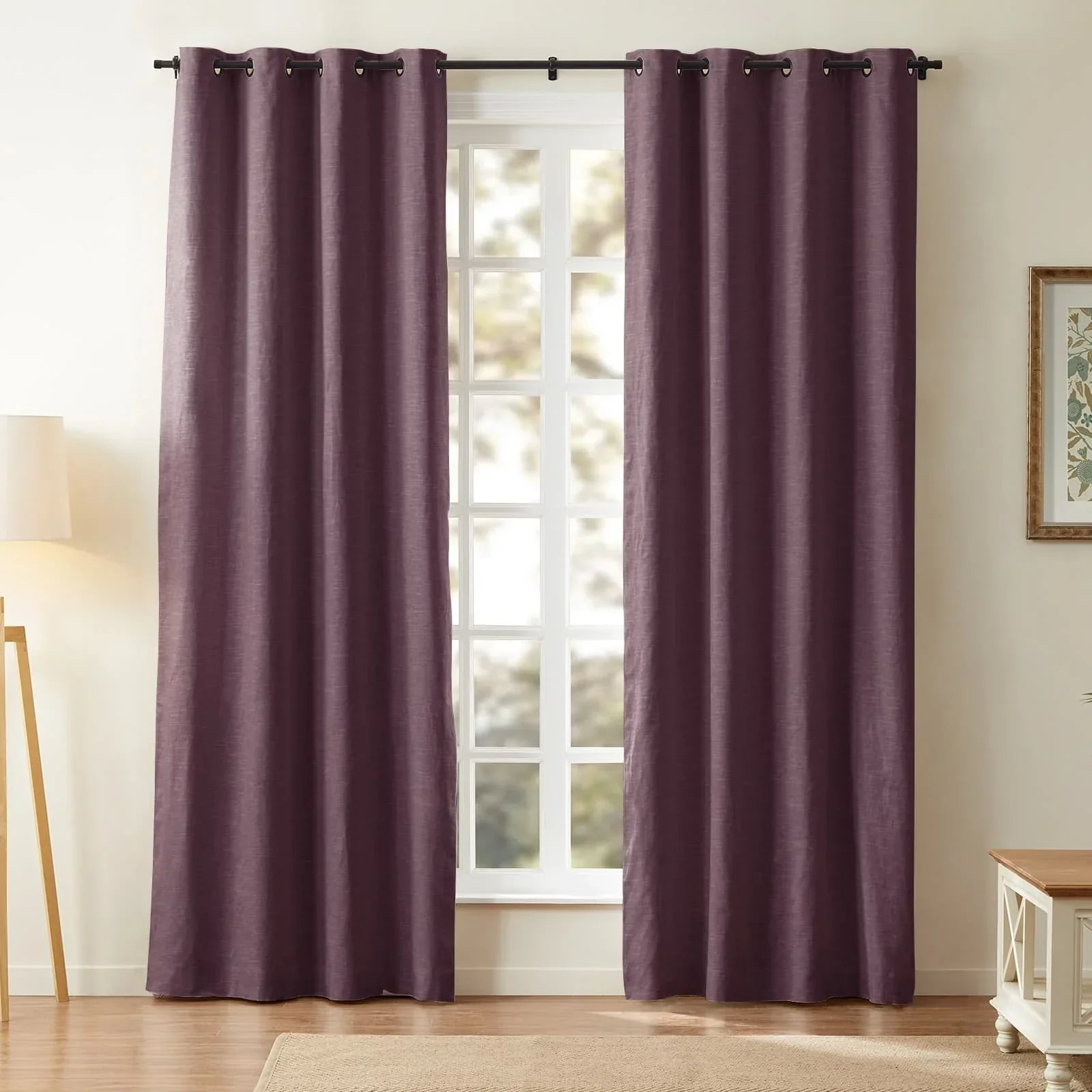 Aira Luxury Linen Cotton Eyelet Curtain, Blackout, Bedroom Eyelet 