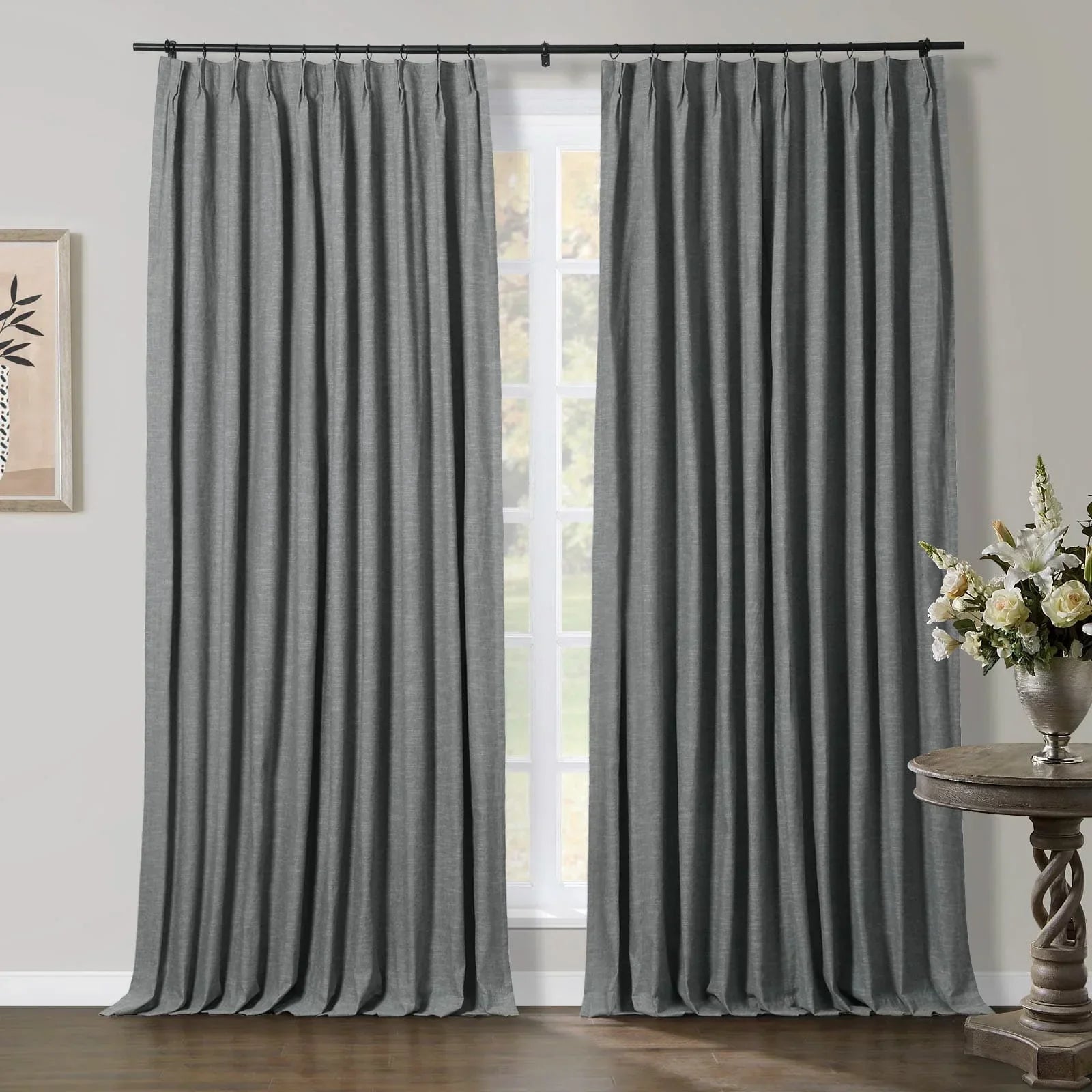 Aira Luxury Linen Cotton Curtain with pleats, Living Room/Bedroom Pleated