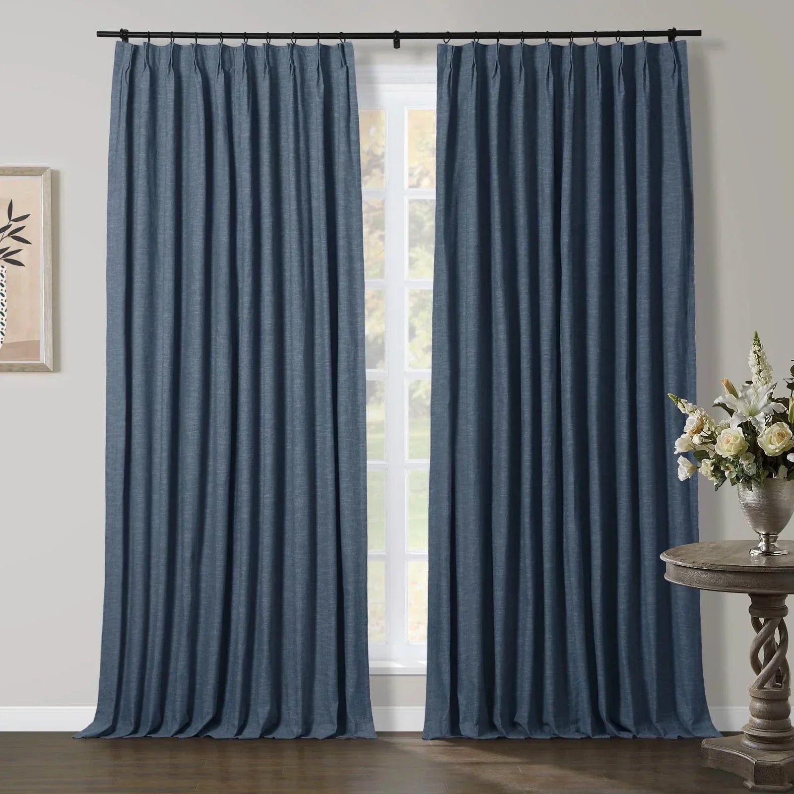 Aira Luxury Linen Cotton Curtain with pleats, Living Room/Bedroom Pleated