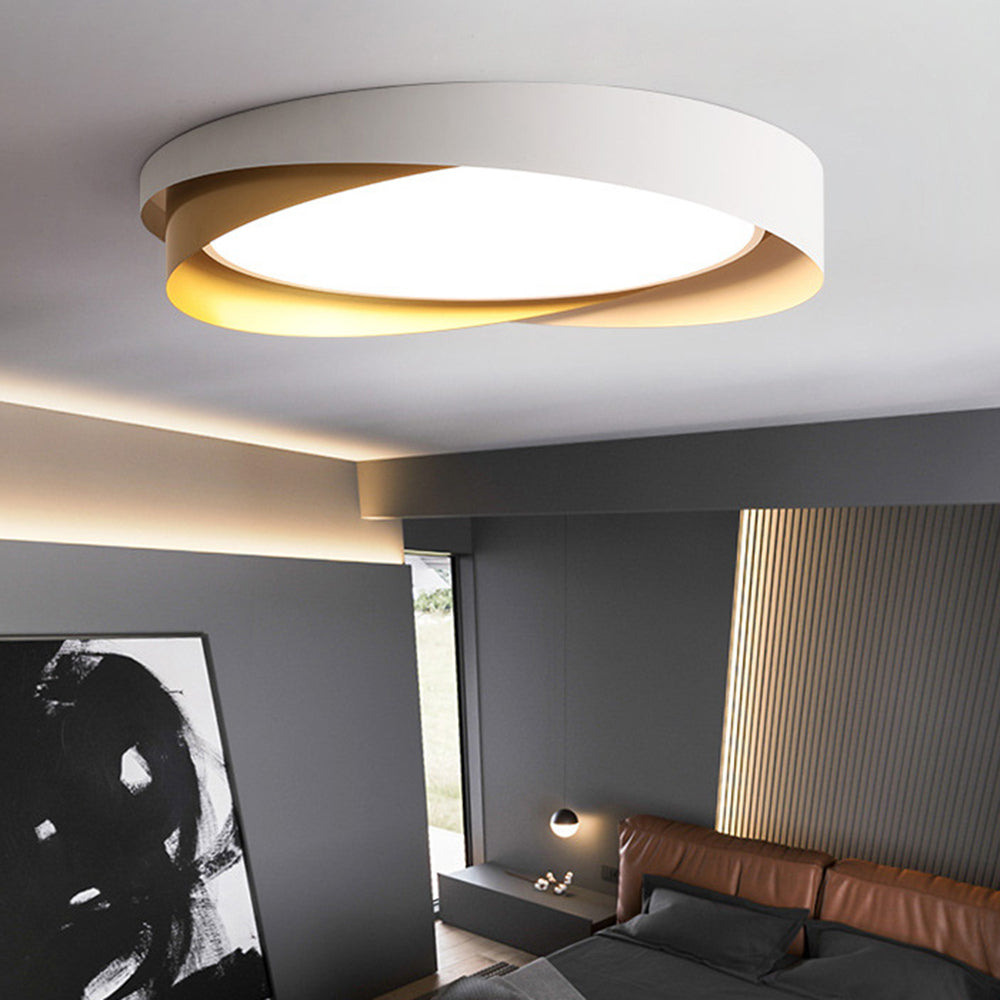 Quinn Modern Geometric Metal/Acrylic Ceiling Lamp, White/Gold