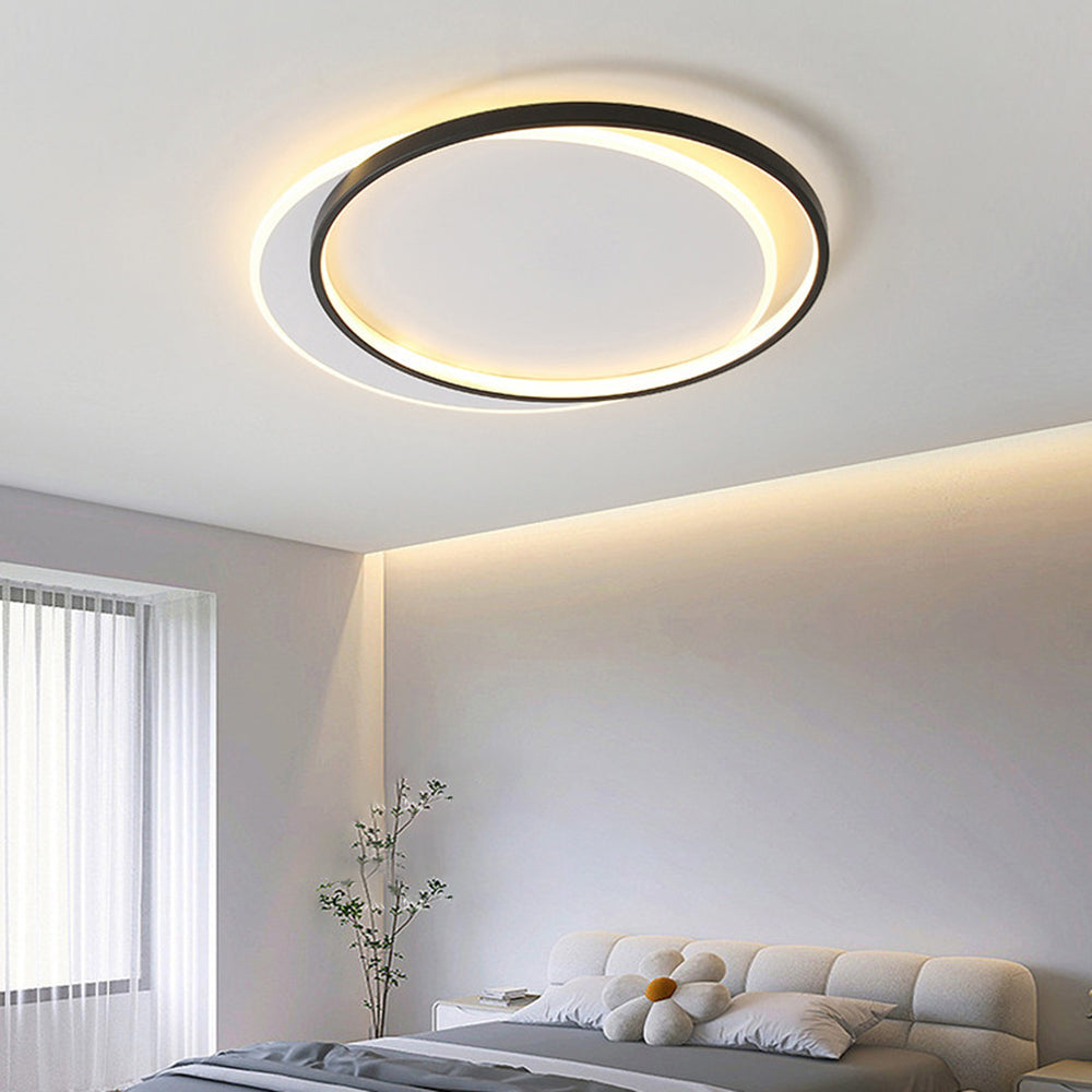 Quinn Modern Square/Round Ceiling Lamp, Black/White