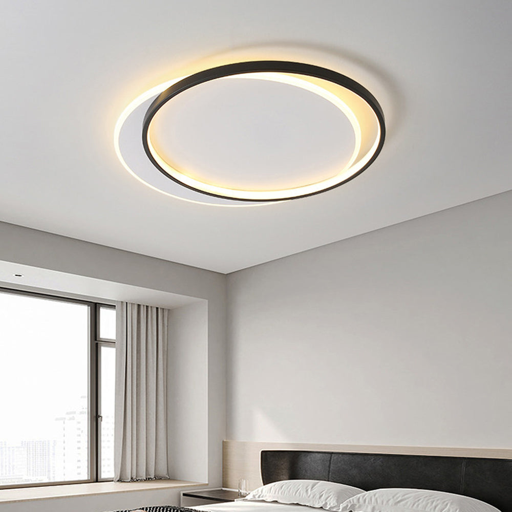 Quinn Modern Square/Round Ceiling Lamp, Black/White