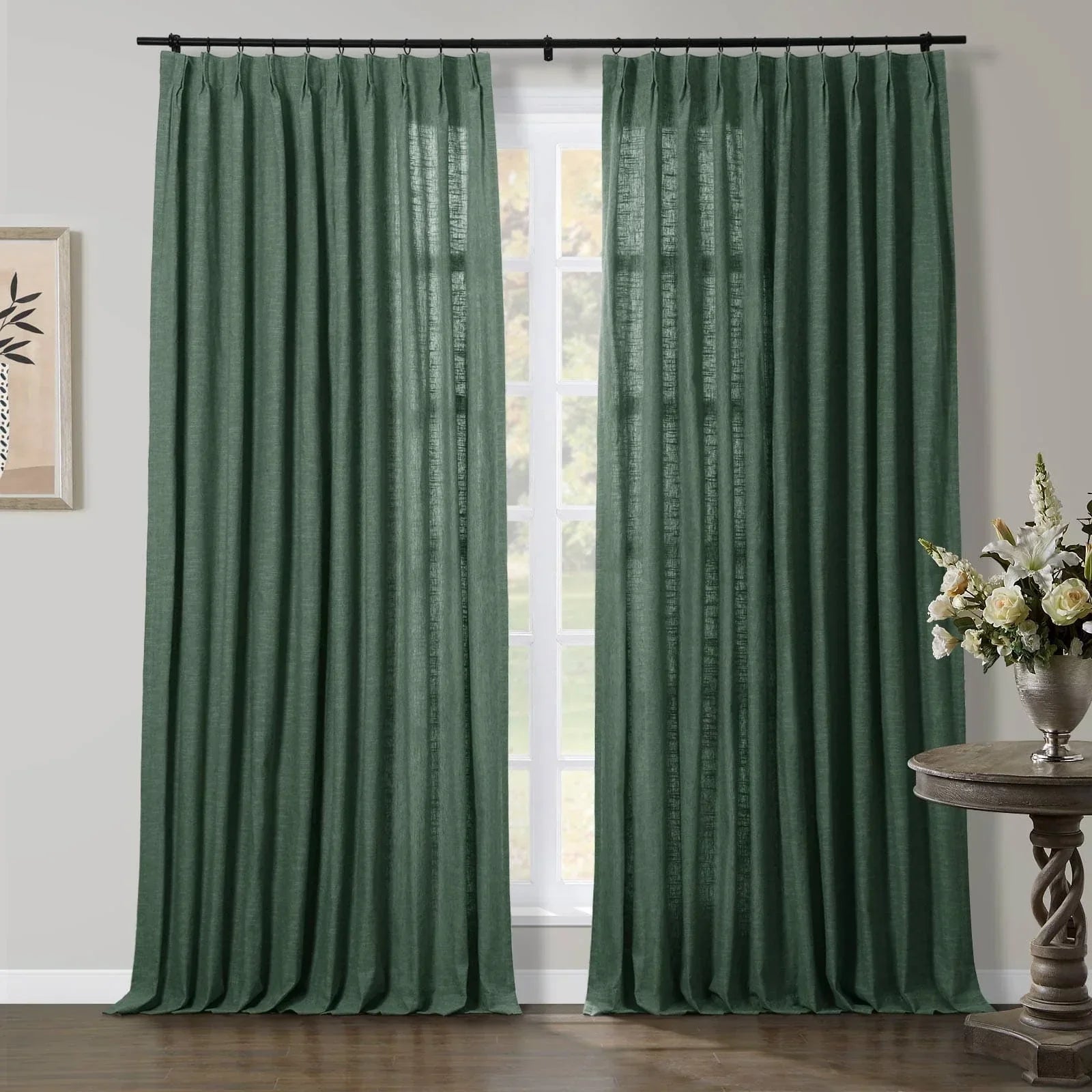 Aira Luxury Linen Cotton Curtain with pleats, Living Room/Bedroom Pleated