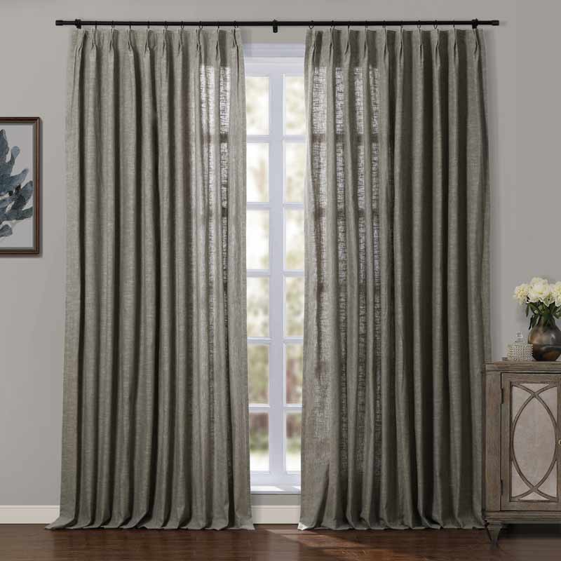 Aira Luxury Linen Cotton Curtain with pleats, Living Room/Bedroom Pleated