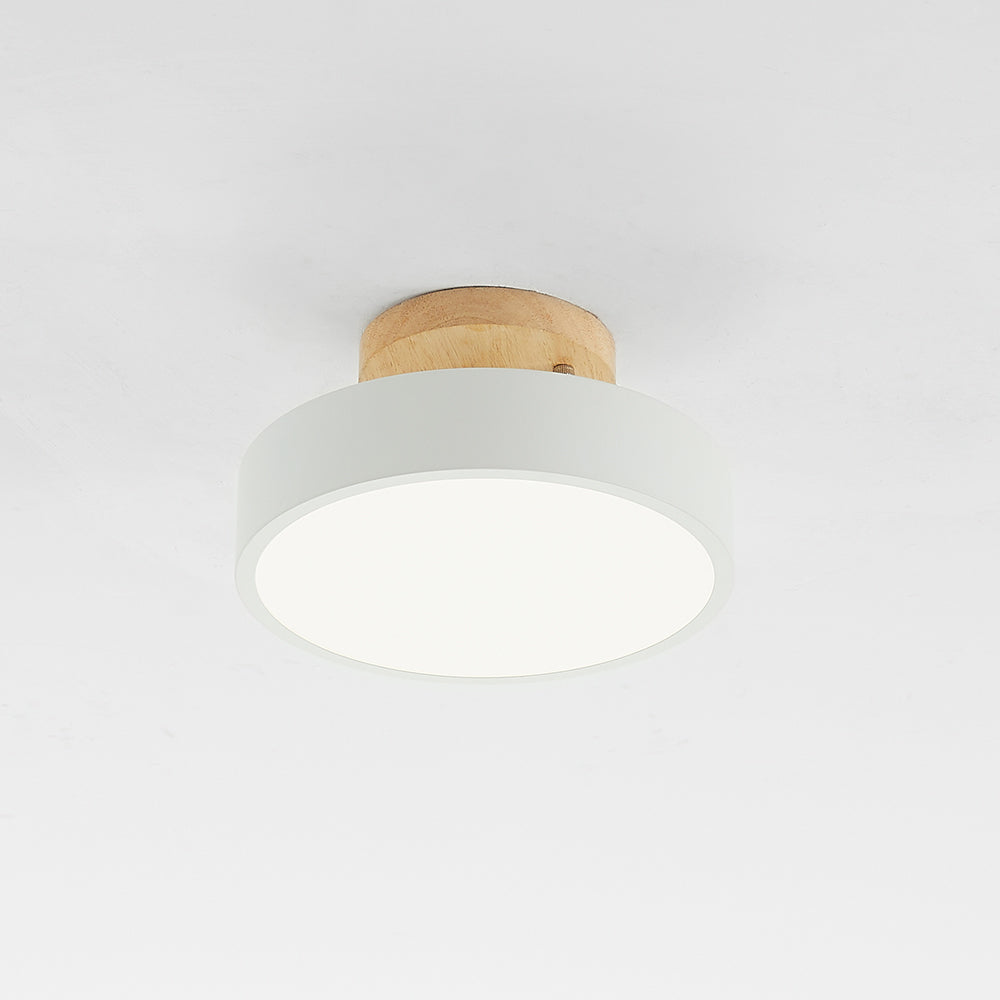 Quinn Rund LED-Loftslampe, Moderne, Træ/Akryl