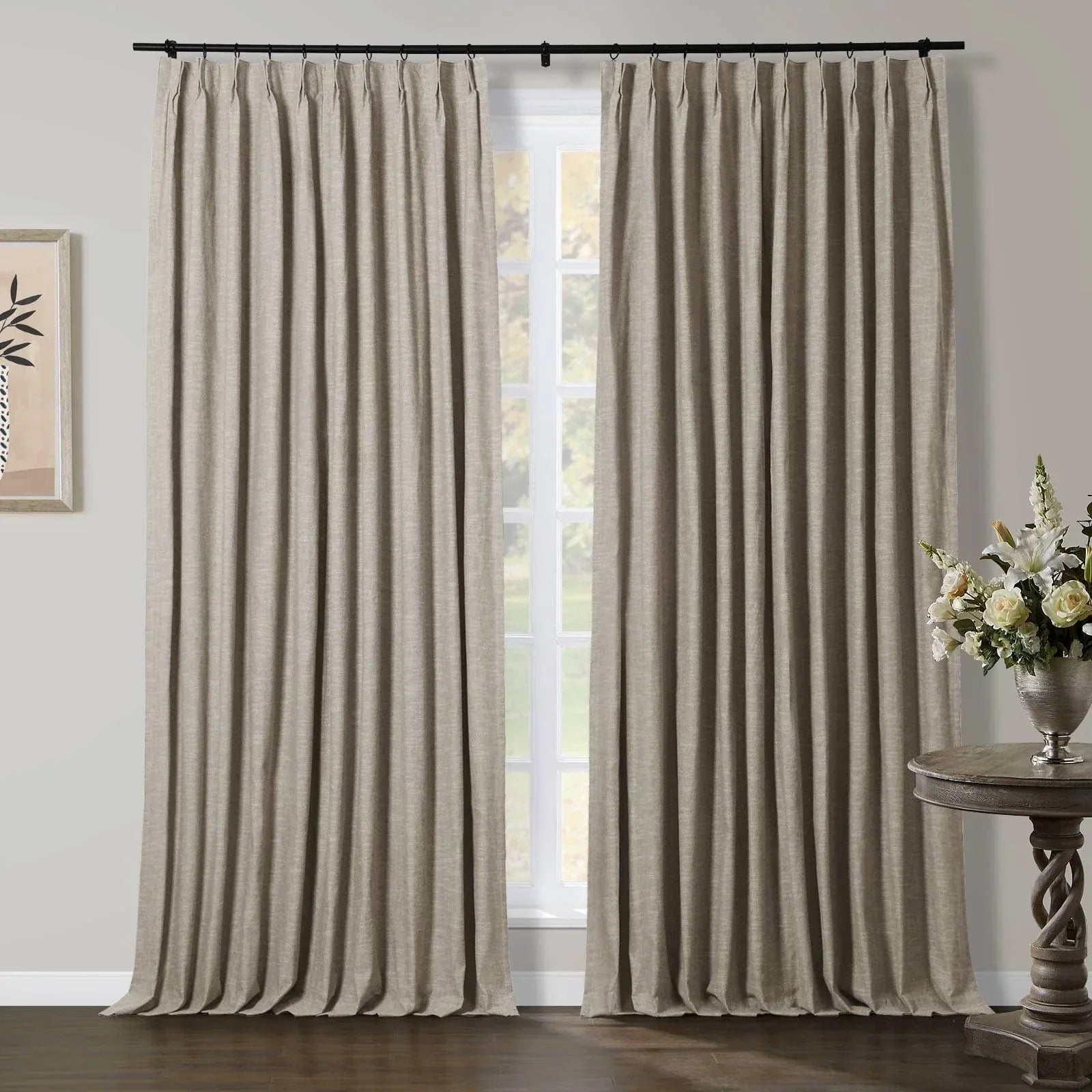 Aira Luxury Linen Cotton Curtain with pleats, Living Room/Bedroom Pleated