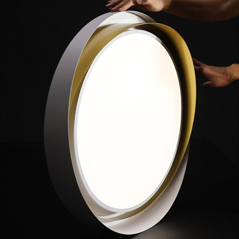 Quinn Modern Geometric Metal/Acrylic Ceiling Lamp, White/Gold