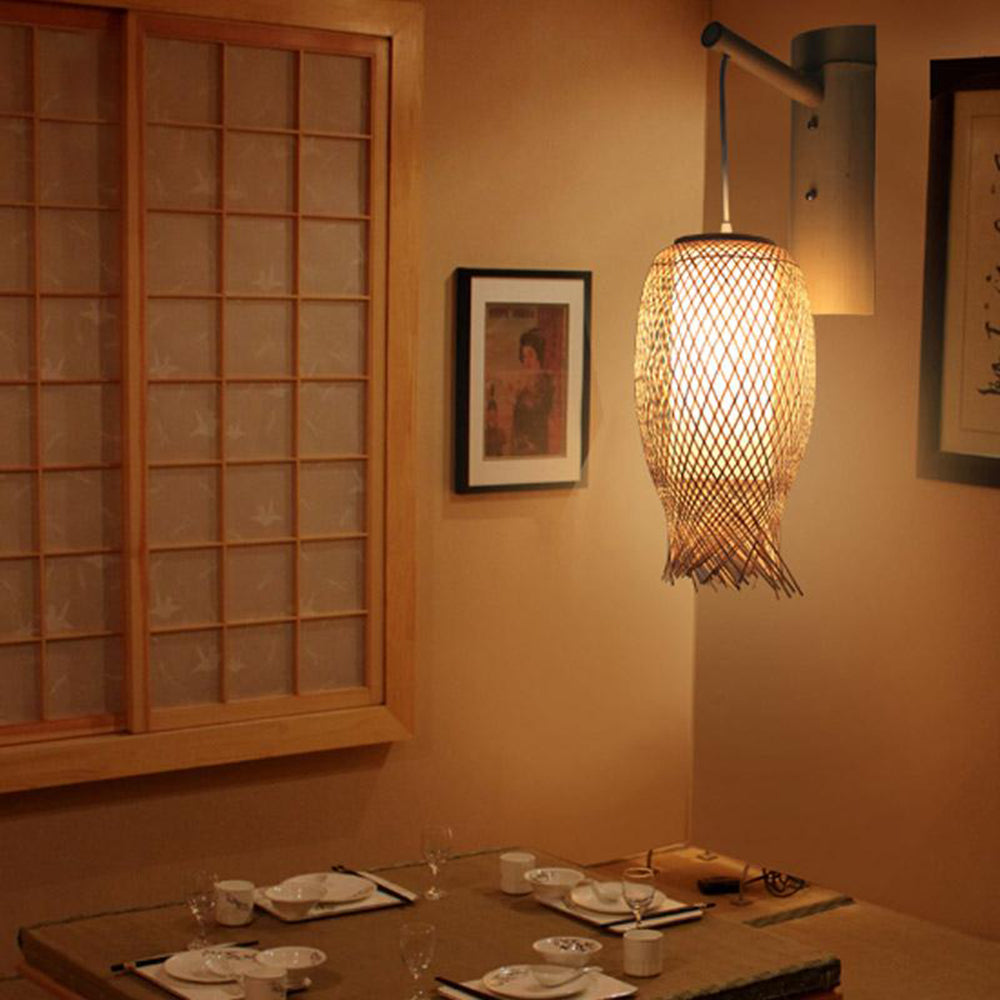 Ozawa Wall Lamp Rustic, Muto Rattan Weaving LED, Gangen
