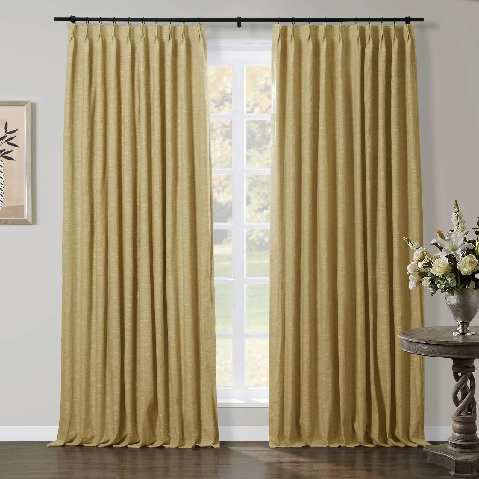 Aira Luxury Linen Cotton Curtain with pleats, Living Room/Bedroom Pleated