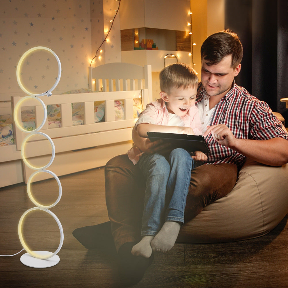 Moderne LED-Gulvlampe Med Ring og Touch-Kontakt Stående Lampe til Stuen - Las Sola-DK