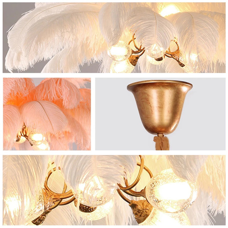 O'Moore Pendant lamp, Pure copper and feathers, Living room/Bedroom