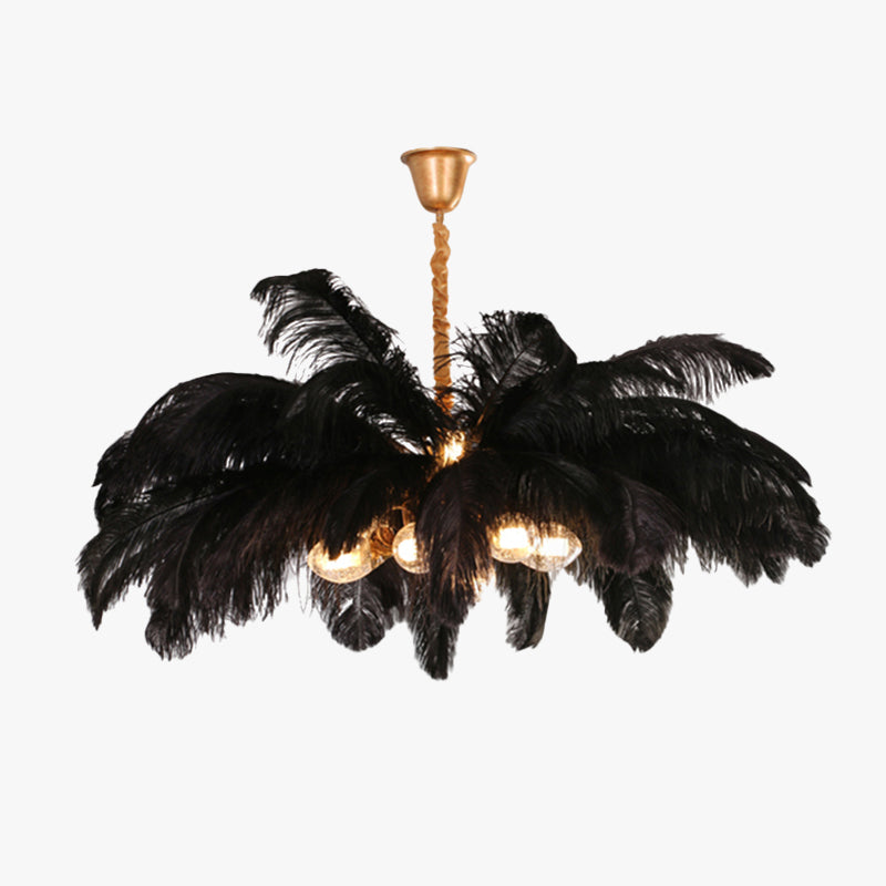 O'Moore Pendant lamp, Pure copper and feathers, Living room/Bedroom