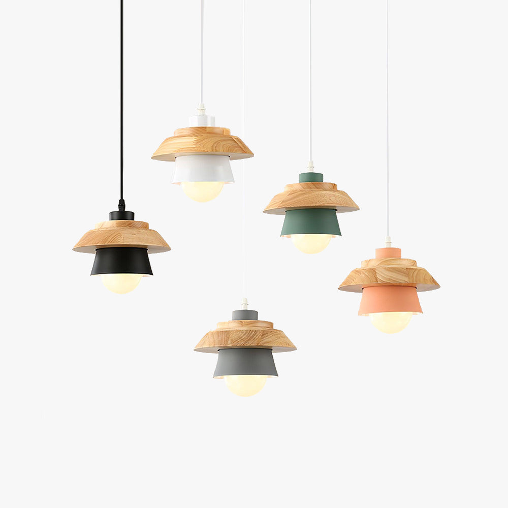 Zaid Modern Glass/Wood Pendant Lamp, Multi Colour 