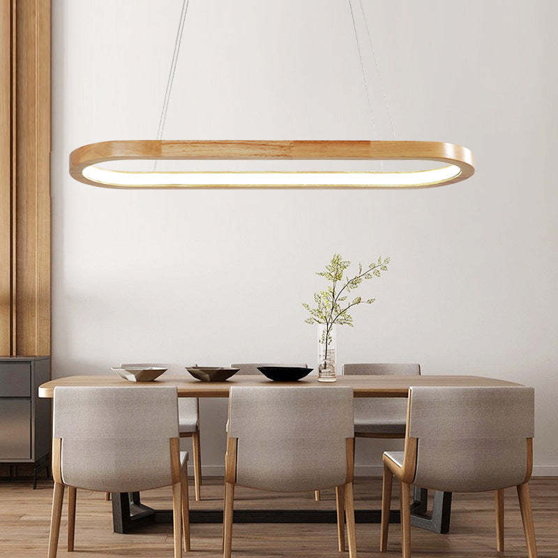 Ozawa Moderne Oval Træ Pendellampe, 60CM/90CM