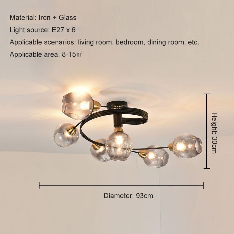 Retro Glass Ceiling Lamp for Bedroom &amp; Living Room