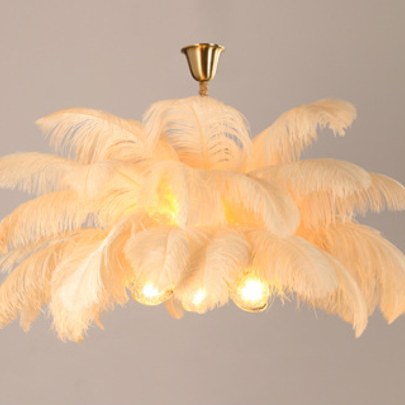 O'Moore Pendant lamp, Pure copper and feathers, Living room/Bedroom