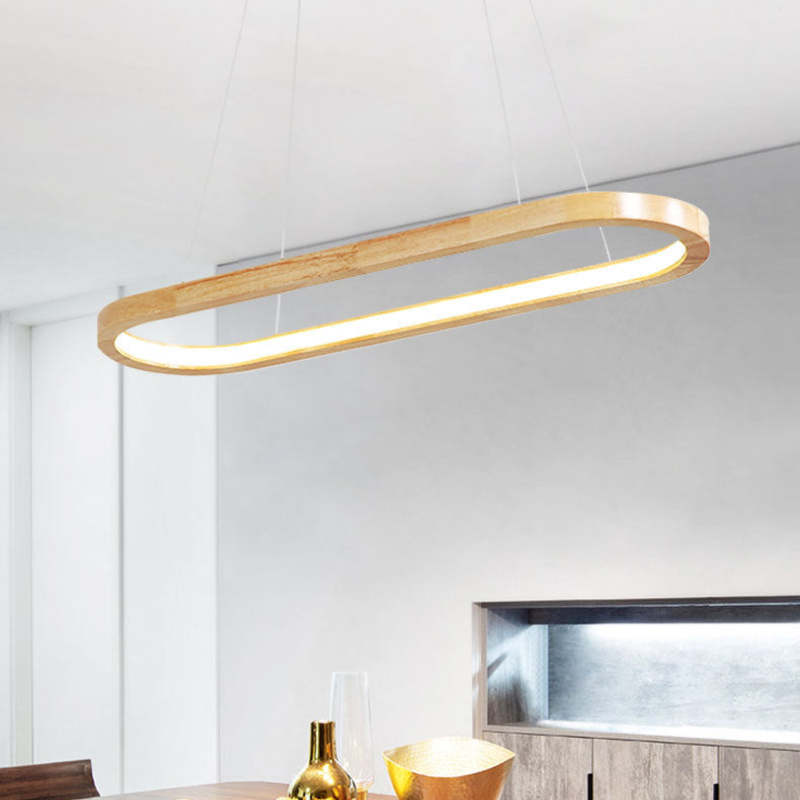 Ozawa Modern Oval Wooden Pendant Lamp, 60CM/90CM 