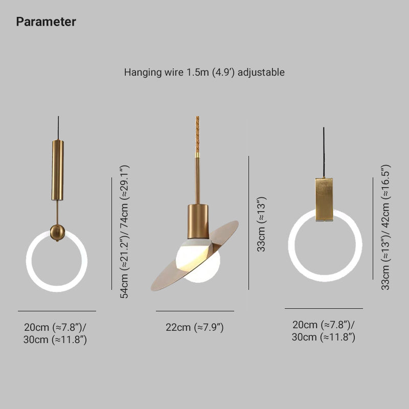 Cooley Pendant Lamp 3 Style, Metal&amp;Acrylic, Living Room/Bedroom 