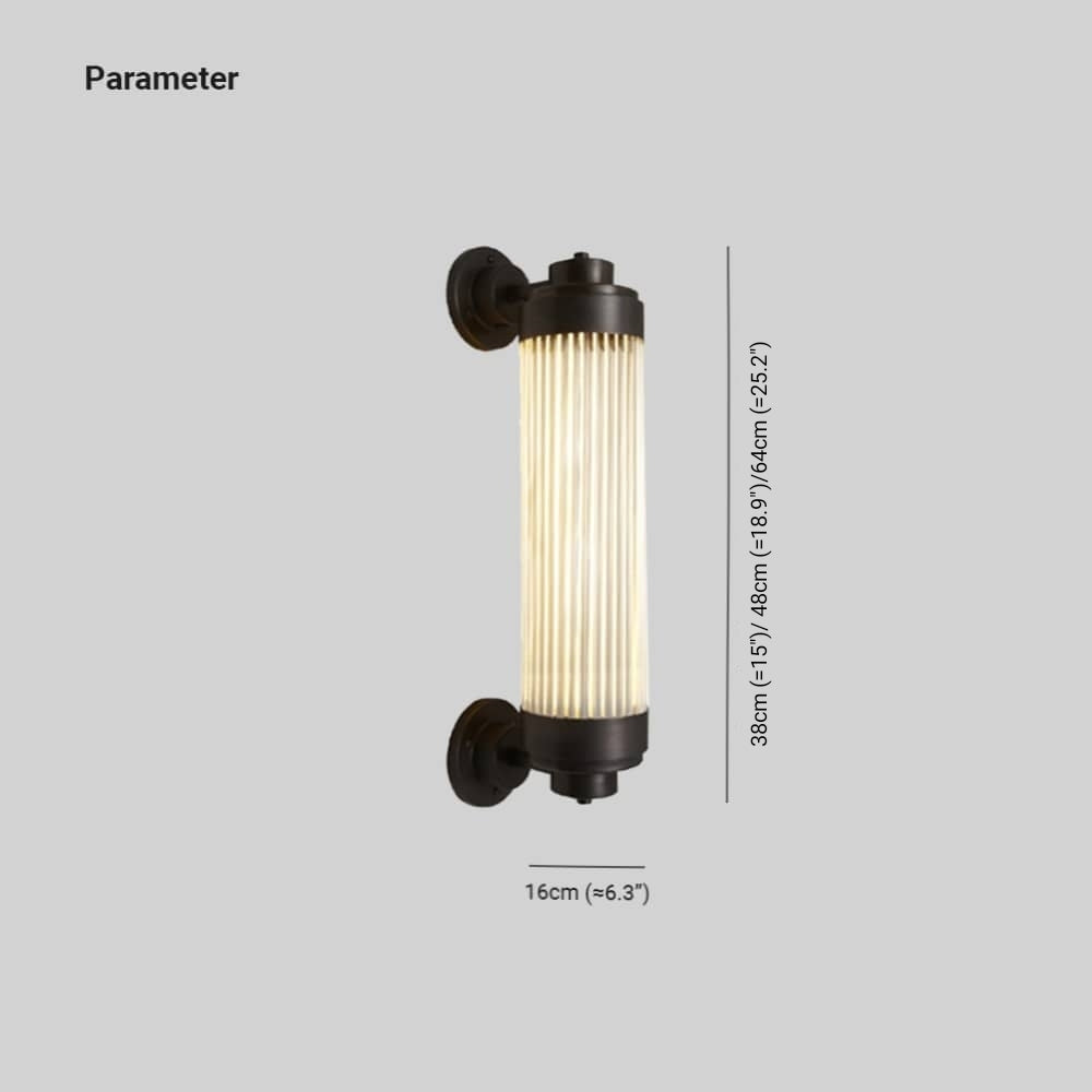 Alessio Udendørs Væglampe i Mid-Century, Kobber & Glas, L 38/48/64CM