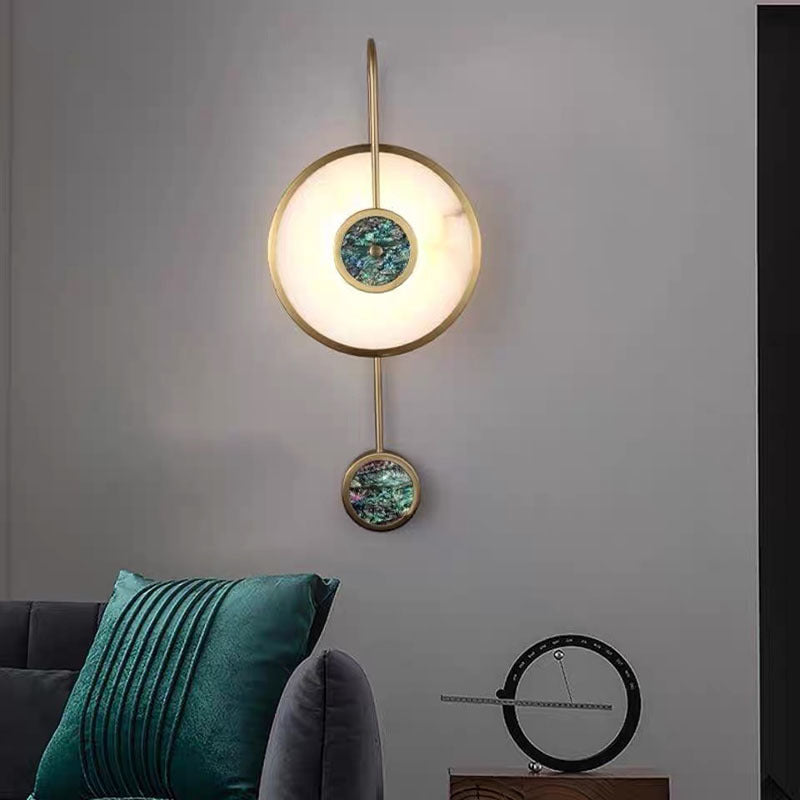 Acrylic &amp; Golden Metal Modern Wall Lamp For Bedroom