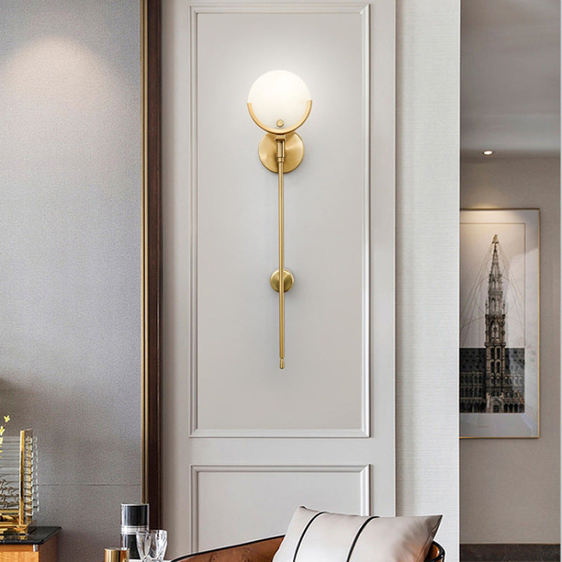 Postmodern Long Rod Marble Wall Lamp Bedroom/Living Room Bedside Lamp