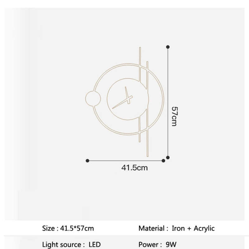 Væglampe- Værelse Dekoration Lys- Moderne Ur Design